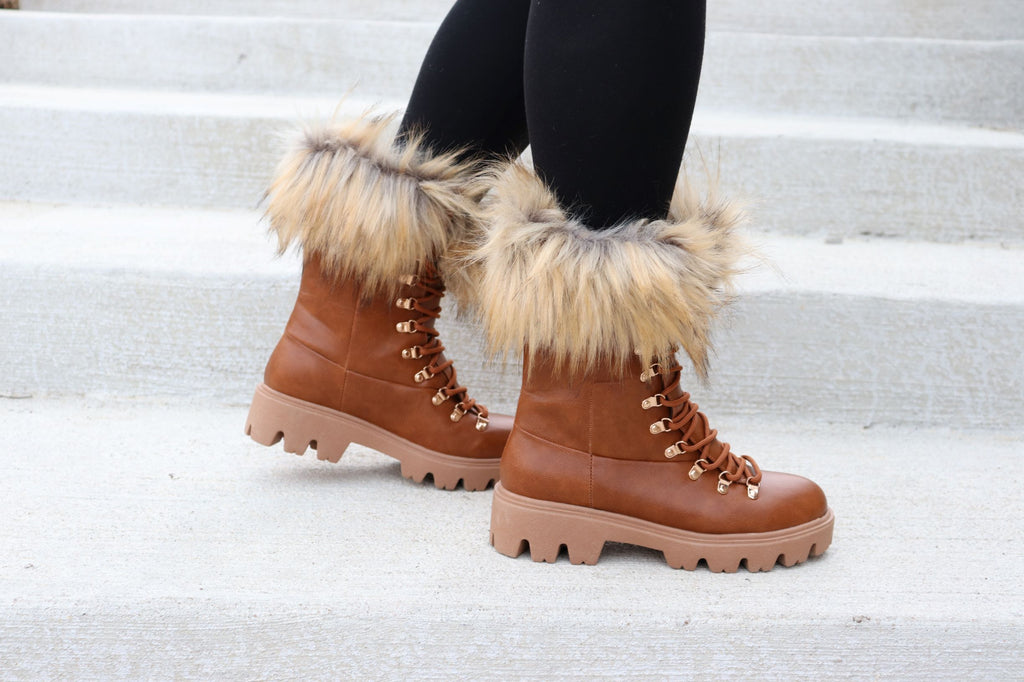 HALEY FUR ANKLE BOOT IN BROWN