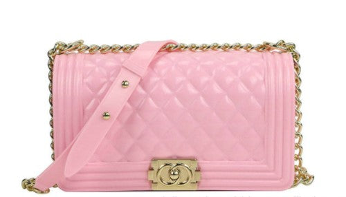 Women Girl Jelly Color Bag Shoulder Crossbody hand bag Jelly Purse Handbag  Pink